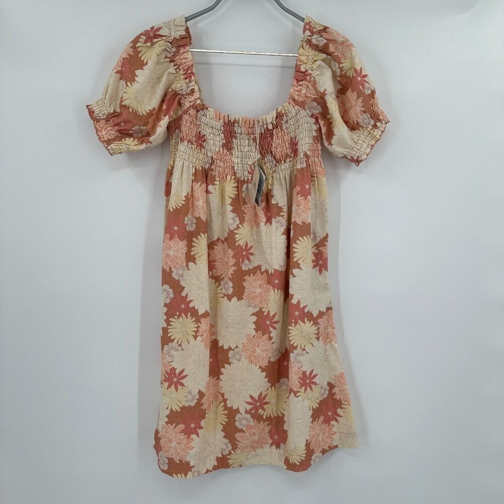 Faherty Ramona Smocked Mini Dress in Warm Jicaro Island Floral Print sz XS NWT